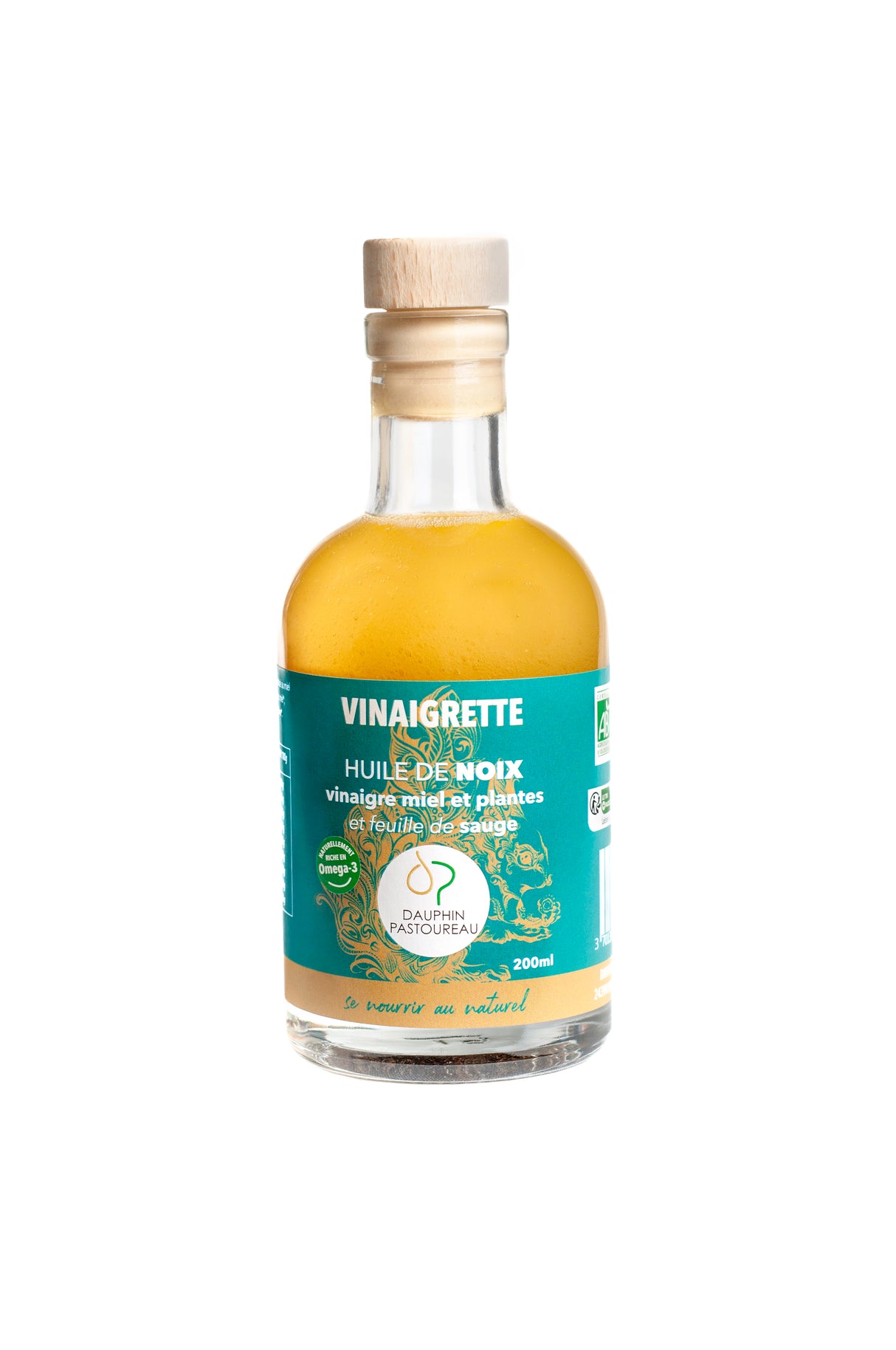 Vinaigrette bio huile de noix, condiment miel & plantes, feuille de sauge 200 ml